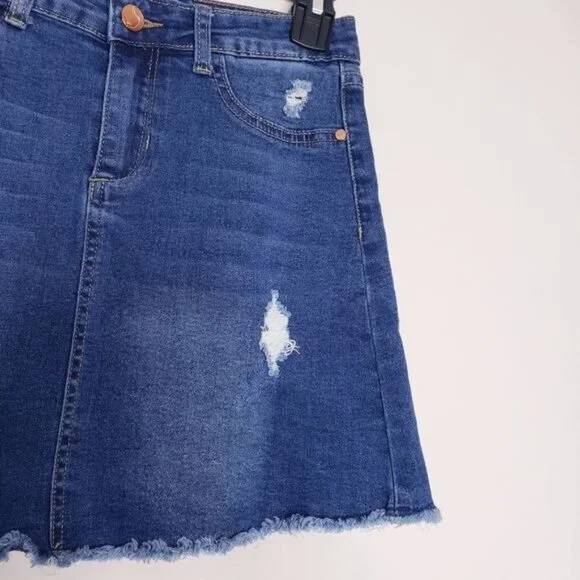 Joe's Jeans Distressed Frayed Hem Classic Denim Jean Skirt Girls Size 14 - Picture 3 of 10